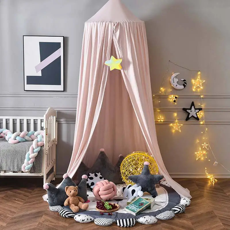 Zelvo Dome Bed Curtain Children's Windscreen Crib Surround Bed Head Decoration Shading Mosquito Net Bed Tent Large Size Castle Game