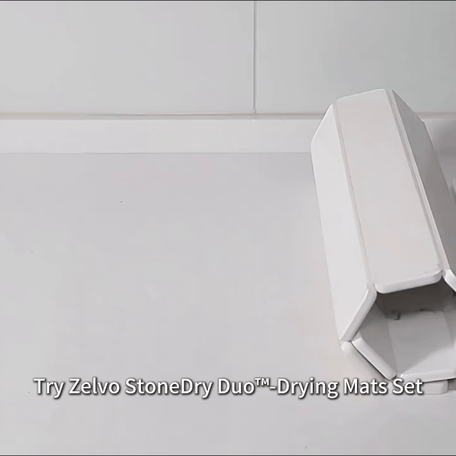 Zelvo StoneDry Duo大型和小型厨房干燥垫套装，防水吸水，适合厨房用餐和餐具干燥。