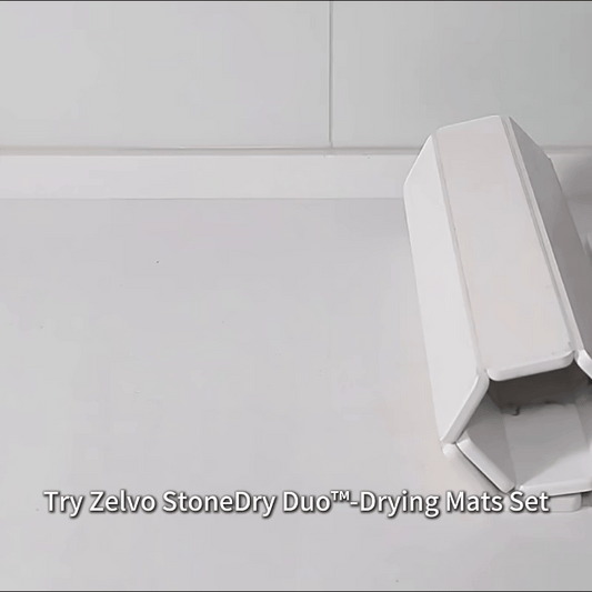 Zelvo StoneDry Duo大型和小型厨房干燥垫套装，防水吸水，适合厨房用餐和餐具干燥。