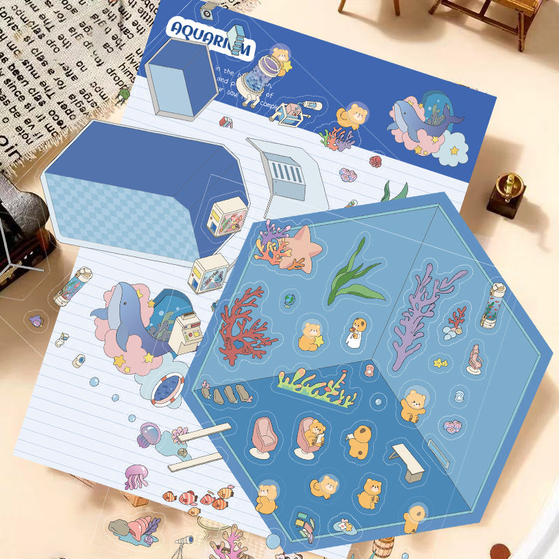 Stress Relief Scene Building Stickers Multiple Styles Micro World 3D House