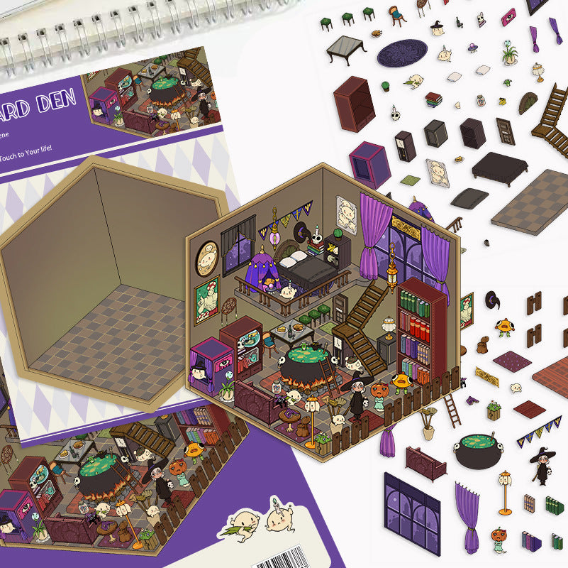 Stress Relief Scene Building Stickers Multiple Styles Micro World 3D House