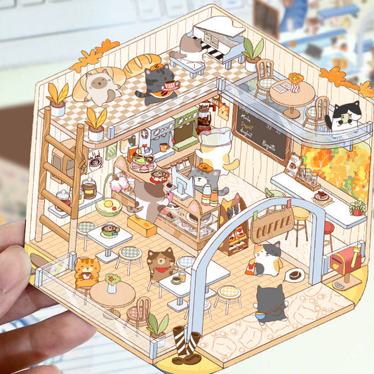 Stress Relief Scene Building Stickers Multiple Styles Micro World 3D House