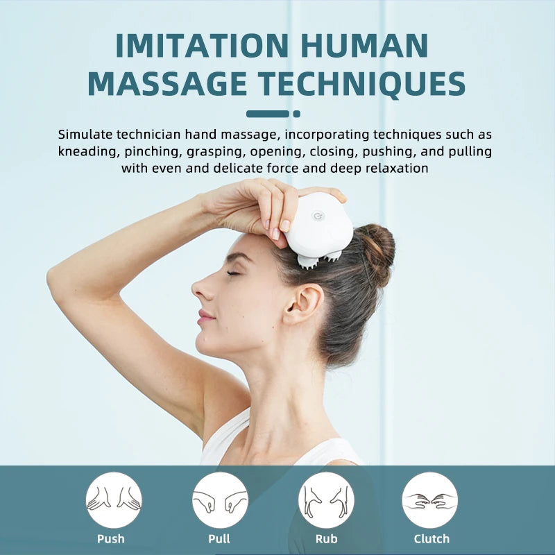 Waterproof Portable Head Massager Comb Scalp Massager Kneading Vibrating Device