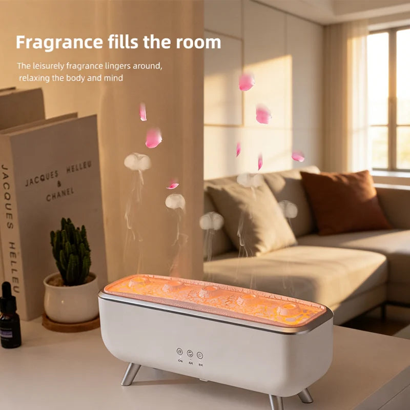 300ml Dynamic Dancing Jellyfish Air Humidifier 5 Nozzles Colorful Lighting Aromatherapy Diffuser 2 Mist Modes For Home Office