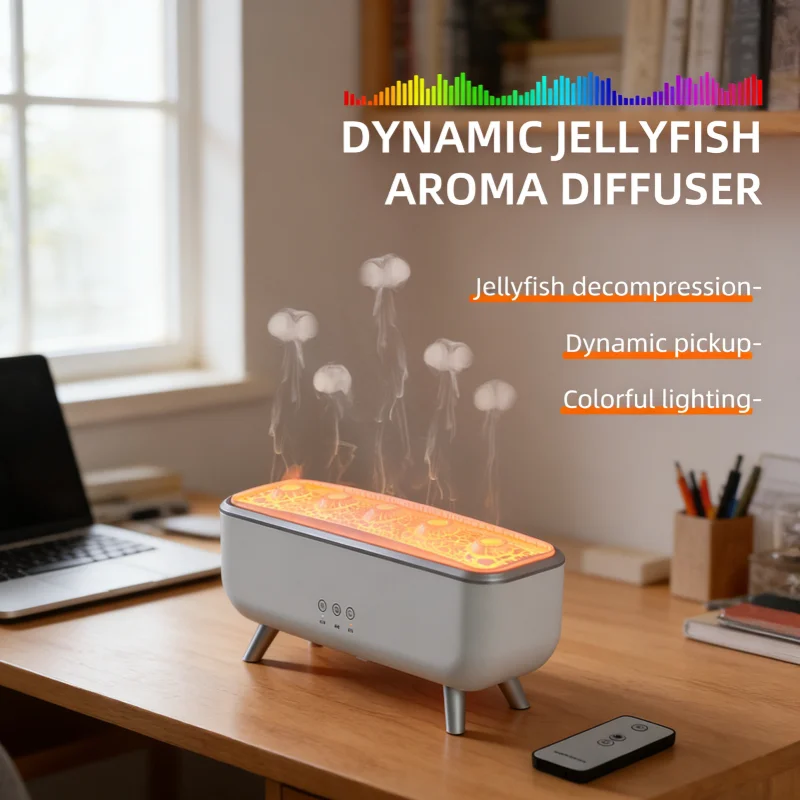 300ml Dynamic Dancing Jellyfish Air Humidifier 5 Nozzles Colorful Lighting Aromatherapy Diffuser 2 Mist Modes For Home Office