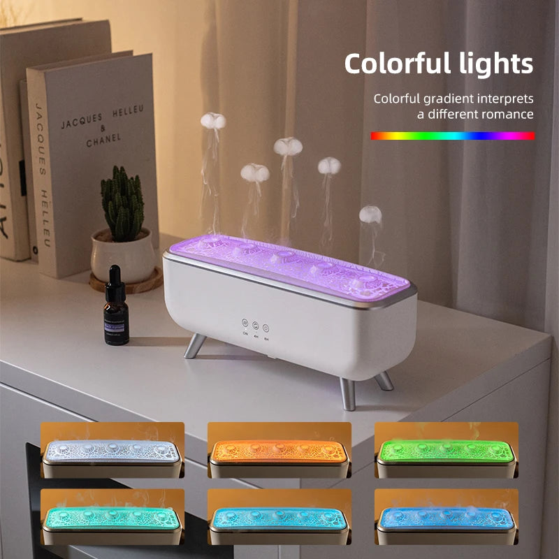 300ml Dynamic Dancing Jellyfish Air Humidifier 5 Nozzles Colorful Lighting Aromatherapy Diffuser 2 Mist Modes For Home Office