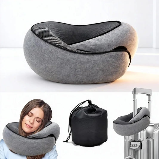 U-shaped Pillow Snail Style Travel Neck Pillow Memory Foam Travel Neck Support Portable Adjustable Soft Noon Break Sleep Pillows
