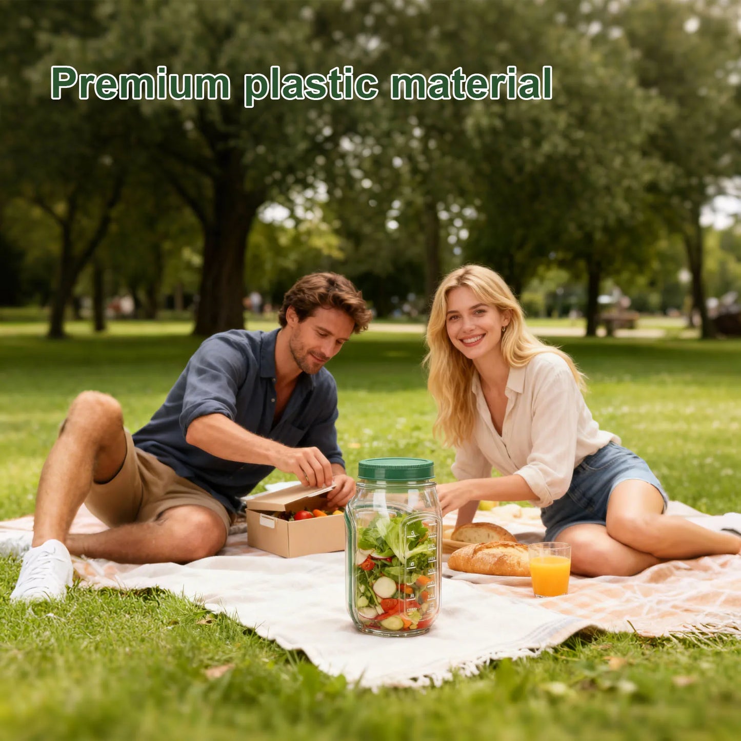 Zelvo Salad Jar Side Open Plastic Leakproof Portable Salad Container with Dressing Compartment for Travel Meal Preparation