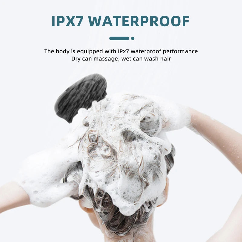 Waterproof Portable Head Massager Comb Scalp Massager Kneading Vibrating Device