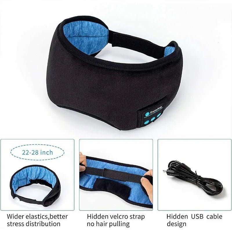 Bluetooth 3D Eye Mask Headphones Music Sleeping Headband - Zelvo