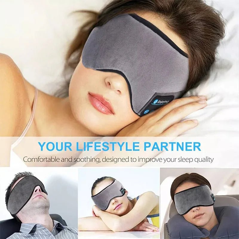 Bluetooth 3D Eye Mask Headphones Music Sleeping Headband - Zelvo