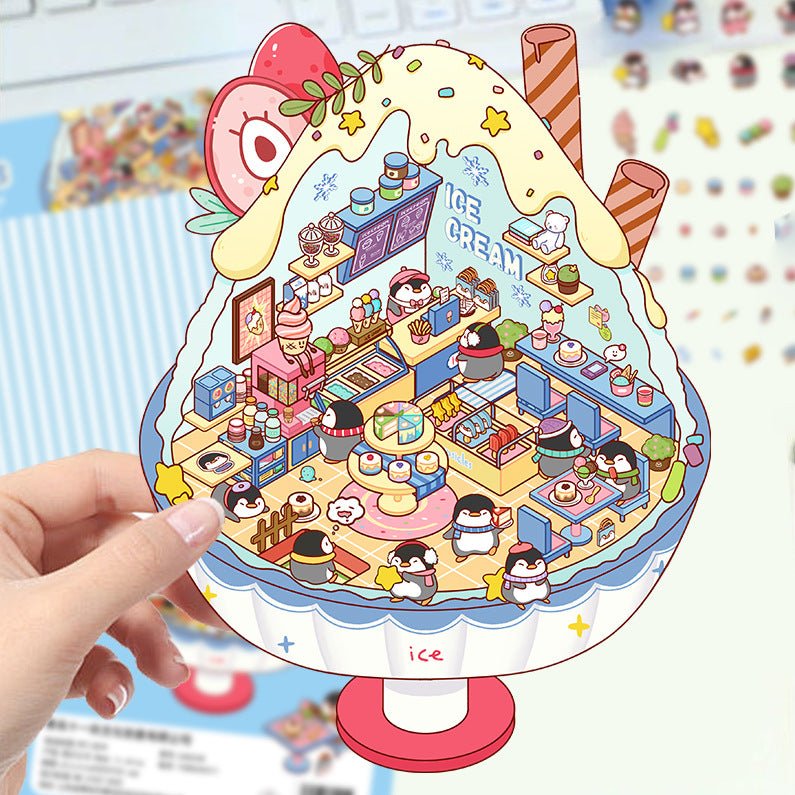 Stress Relief Scene Building Stickers Multiple Styles Micro World 3D House - Zelvo