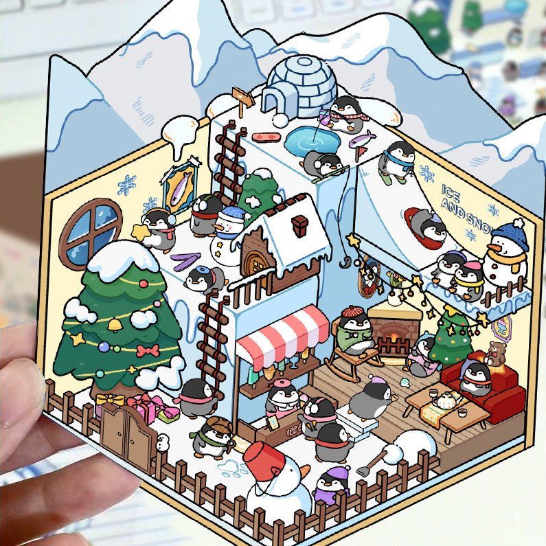 Stress Relief Scene Building Stickers Multiple Styles Micro World 3D House - Zelvo