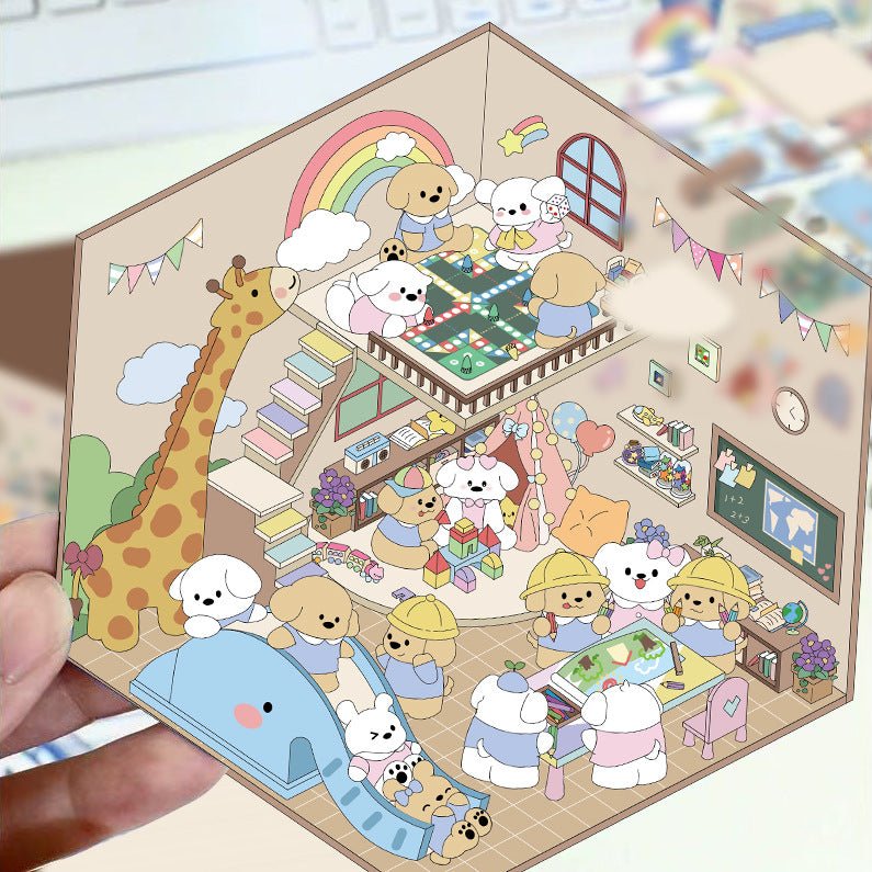 Stress Relief Scene Building Stickers Multiple Styles Micro World 3D House - Zelvo