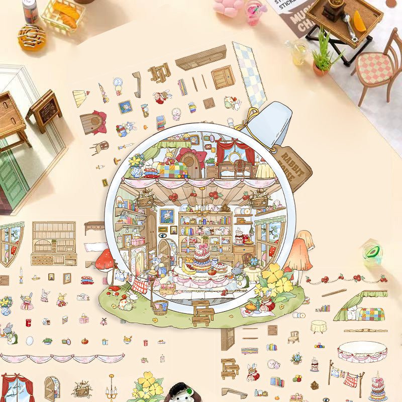 Stress Relief Scene Building Stickers Multiple Styles Micro World 3D House - Zelvo