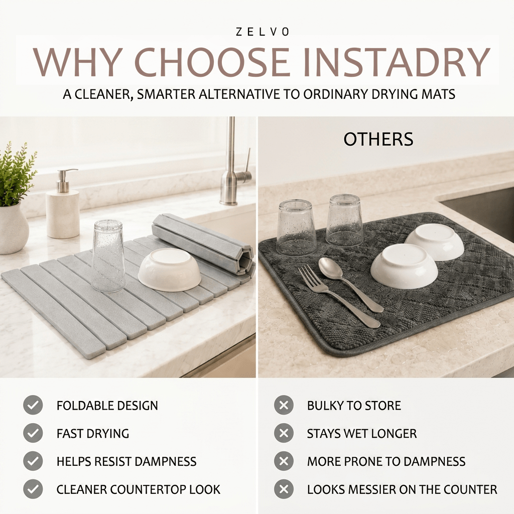 Zelvo StoneDry Duo™ – Large & Small Kitchen Drying Mats Set - Zelvo